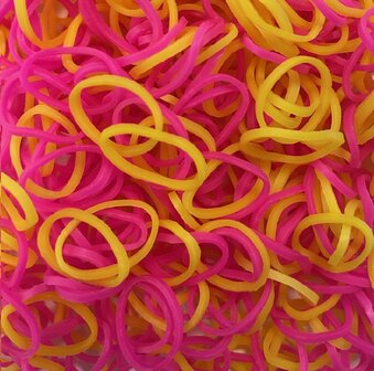 250 Loombands mix roze/geel