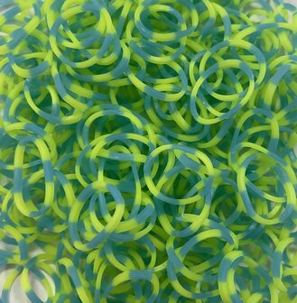 250 Loombands polkadot lichtblauw/lime